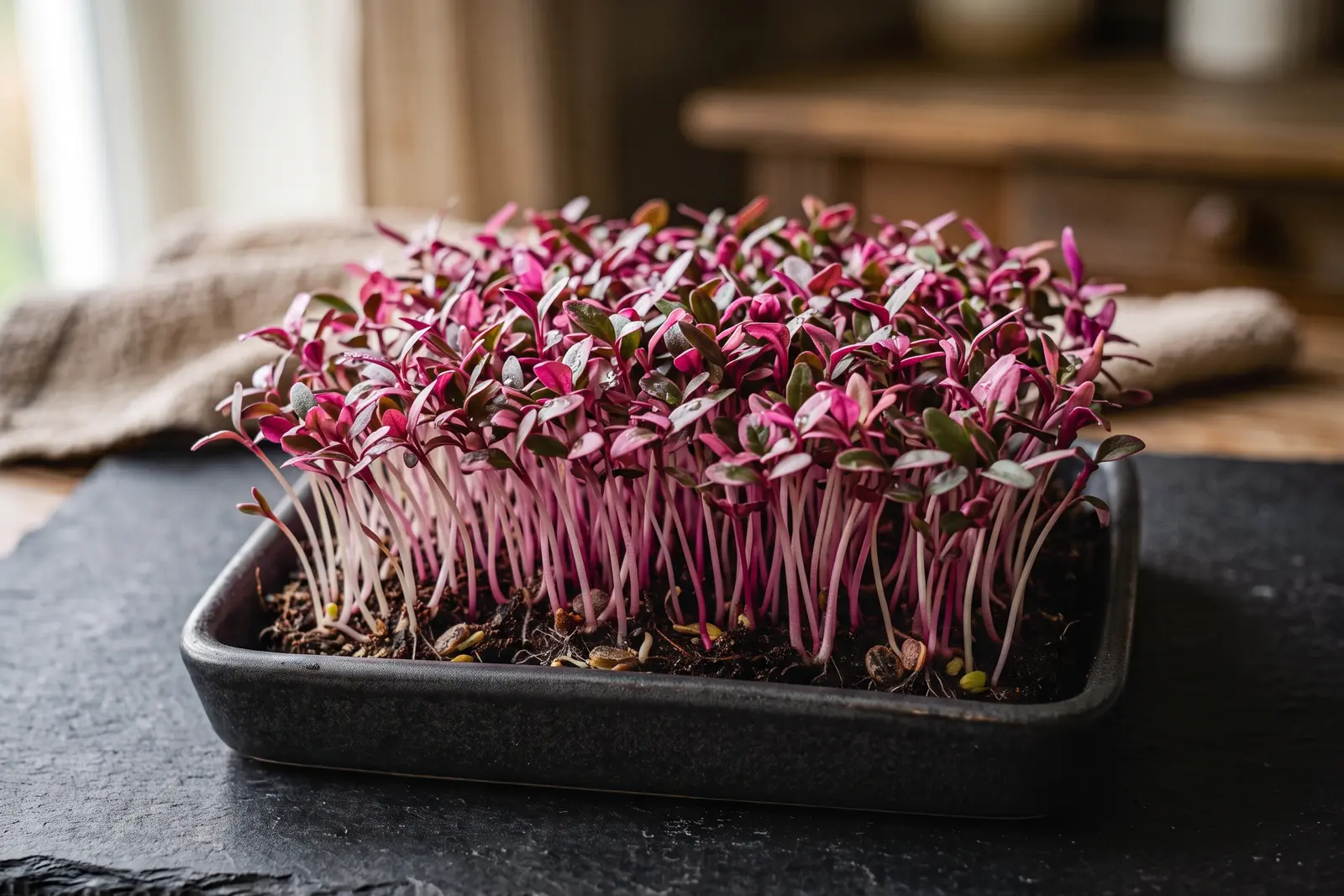 Amaranth Mikrofilizi — tepside taze filizler
