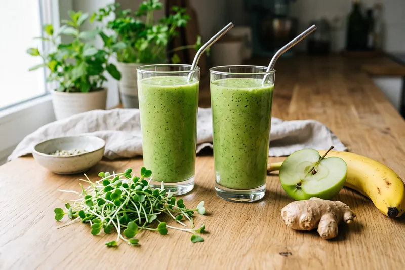 Brokoli Filizli Yeşil Smoothie — servis tabağı