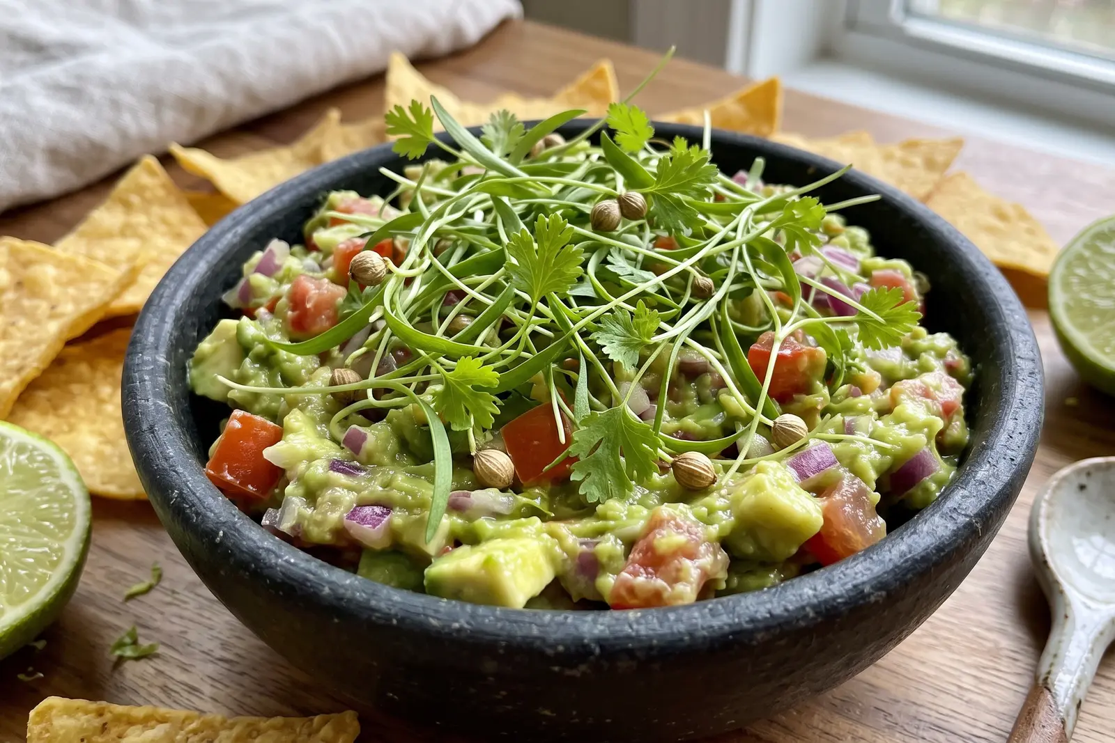 Kişniş Filizli Guacamole — servis tabağı